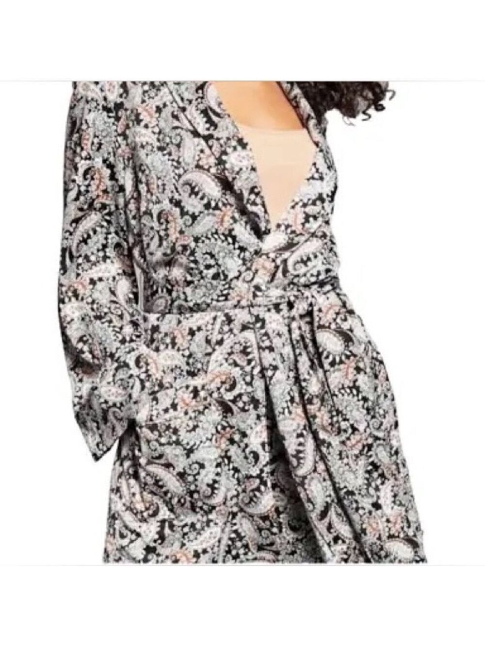 NWT JEANNIE MAI Macy’s Paisley Print Kimono Style Robe Jacket NO BELT Large $90